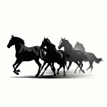 silhouette of horses isolated vector illustration on white background for animal logo, graphic icon, and modern home décor. perfect for wildlife and safari-themed designs. generative ai