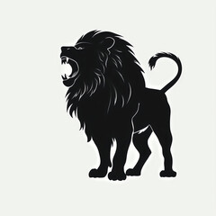 Obraz premium silhouette of lion isolated vector illustration on white background for animal logo, graphic icon, and modern home décor. perfect for wildlife and safari-themed designs. generative ai