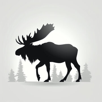 silhouette of moose isolated vector illustration on white background for animal logo, graphic icon, and modern home décor. perfect for wildlife and safari-themed designs. generative ai