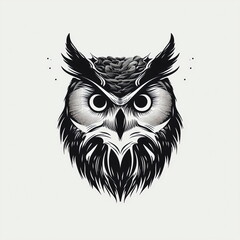 Naklejka premium silhouette of owl face isolated vector illustration on white background for bird logo, graphic icon, and modern home décor. perfect for wildlife and safari-themed designs. generative ai