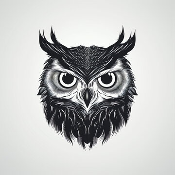 silhouette of owl face isolated vector illustration on white background for bird logo, graphic icon, and modern home décor. perfect for wildlife and safari-themed designs. generative ai