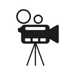 video camera retro icon. Cinema production sign. Vector illustration. 