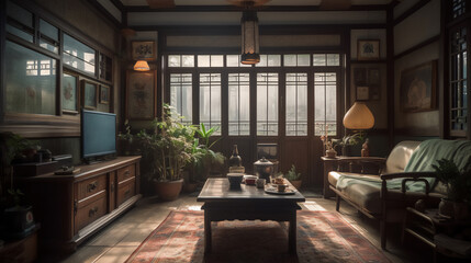 Fototapeta na wymiar Chinese living room. Generative AI