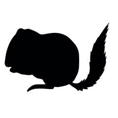 Vector hand drawn chipmunk silhouette isolated on white background