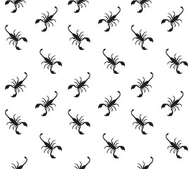Vector seamless pattern of hand drawn scorpio silhouette isolated on white background