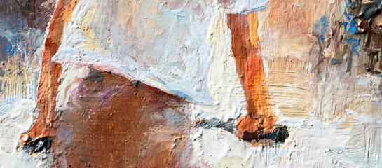 A girl in a white dress rides a bicycle. Woman on a brown background. Oil painting on canvas.