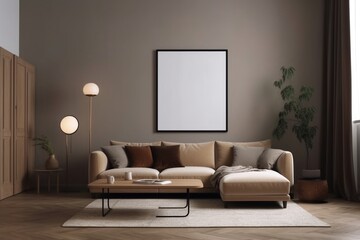 Brown Living Room Interior - Cozy & Elegant Home Decor Created with Generative AI