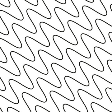 Wavy, waving, criss-cross, zig-zag lines seamless pattern, background . Vector illustration. 