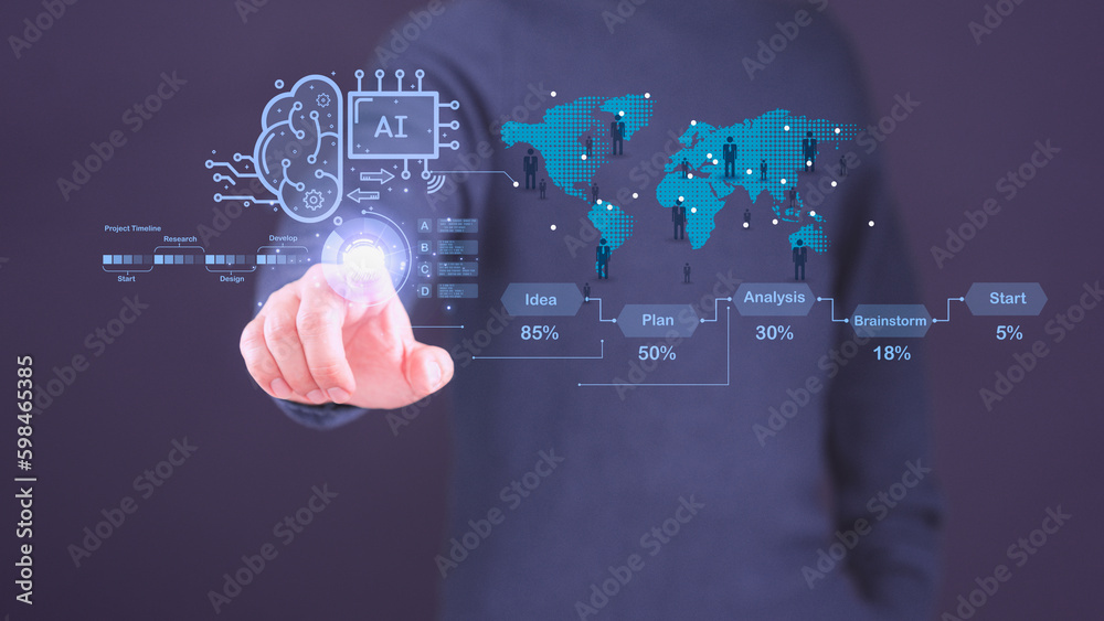 Leinwandbilder ai technology big data and business process strategy, automate operation, smart industry, customer s