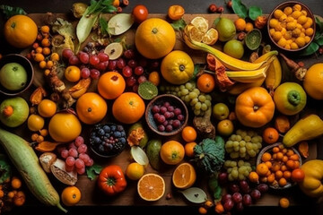 a variety of fruits and vegetables on a table