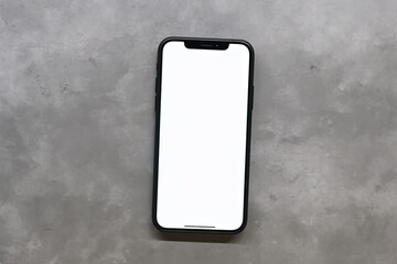smartphone with blank screen isolated on a concrete wall
