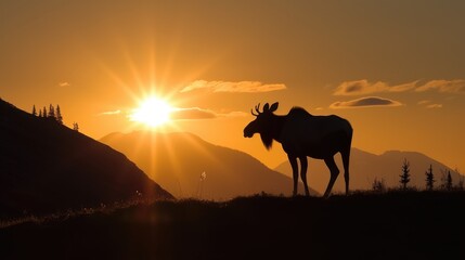 silhouette of a moose in Alaska