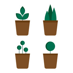 Cartoon flowerpot in modern style on white background. Vector illustration. 