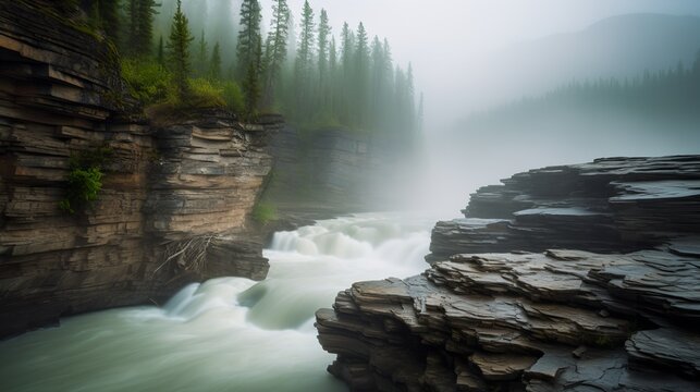 Misty Mornings: Photographing the Elegance of Athabasca Falls