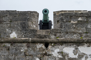 A cannon at Castillo de San Marcos National Monument in St Augustine, Florida.