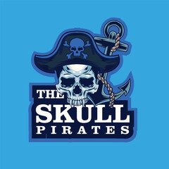 Vector illustration of pirate skull mascot logo 