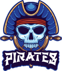 Vector illustration of pirate skull mascot logo 