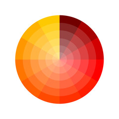 red circular palette. Gradient circle background. Graphic element. Rainbow gradient. Design icon. Vector illustration. 