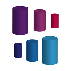 Colored cylinders. Marketing time. Layout creative. Vector illustration. 