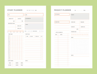 Project Planner. Minimalist planner template set. Vector illustration.	 