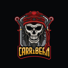 Vector illustration of pirate skull mascot logo 