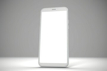 phone on white, white colored smartphone with blank screen isolated on a white colored background