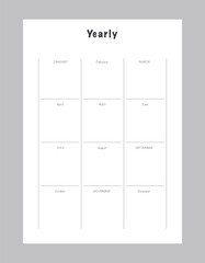 Yearly planner. Minimalist planner template set. Vector illustration.	 