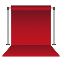 red paper studio backdrop. Canvas studio in realistic style. Vector illustration. 