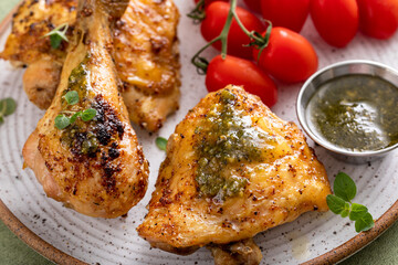 Roasted lemon and herb chicken drumsticks and thighs