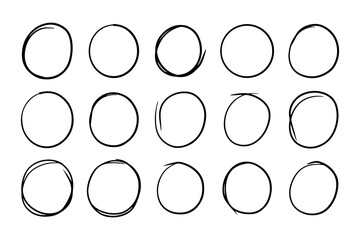 Super set of circles lines sketch hand drawn. Doodle circles for design elements