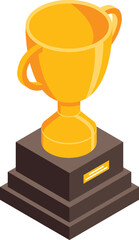 Big gold cup icon isometric vector. Winner award. Victory success