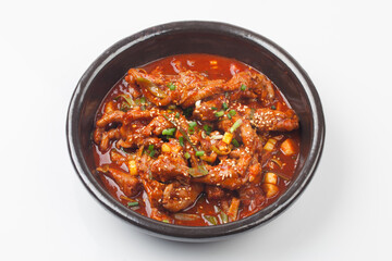 Chicken feet seasoned with vegetables.