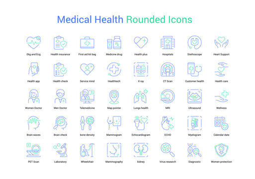 Two toned Medical Health Rounded Icons