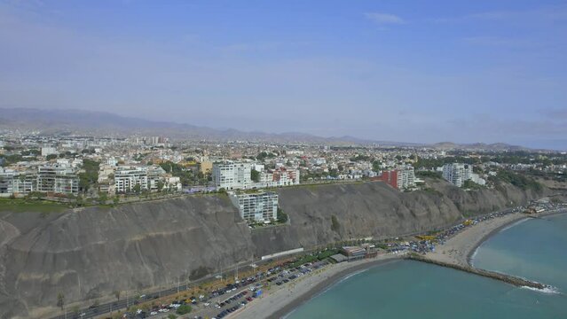 Highway of the Costa Verde, at the height of the district of Barranco in the city of Lima, Peru