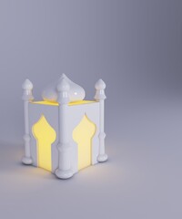 Fototapeta premium decorative mosque miniature with grey background