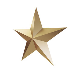 star 3d render made of gold metal with white background 