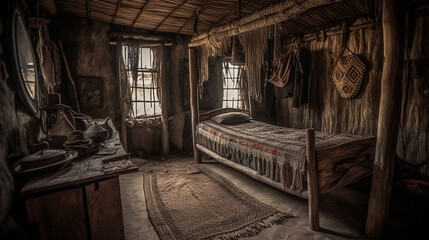 African bedroom. Genereative AI