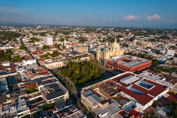 Aerial view of Central Garden at Colima, Colima. México.