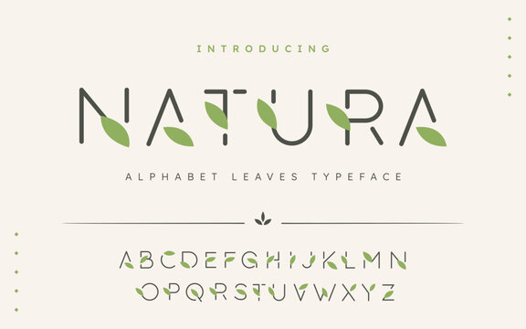Minimal modern leaves alphabet fonts