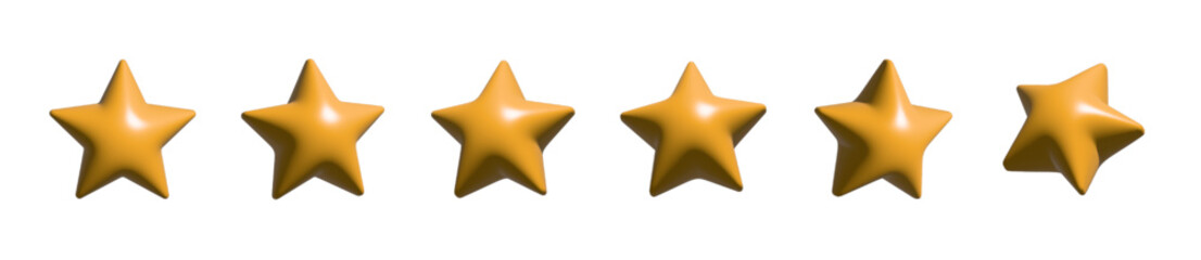 3D Yellow Retro, Y2k, Arcade Stars in Different Conditions.