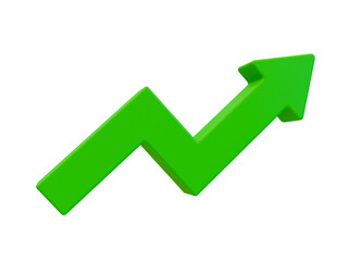 3d minimal soaring finances. Strengthening currency. a green arrow up. transparent background. 3d illustration.