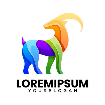goat ram colorful logo design