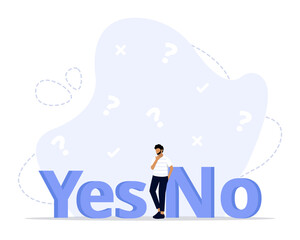 Yes or no concept illustration. Suitable for landing page, ui, web, App intro card, editorial, flyer, and banner.