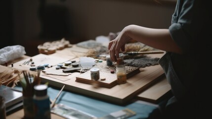 person doing a DIY project or crafting activity at home, generative ai