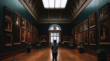 person exploring a museum or art gallery,generative ai