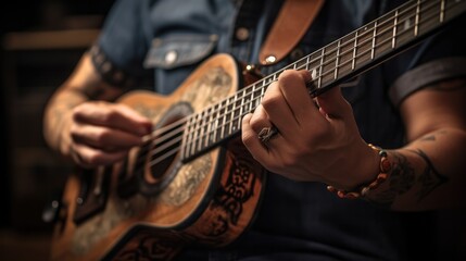 Obraz premium person playing a musical instrument in a practice or performance setting, generative ai