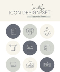 Linestyle Icon Design Set Tissue & Towel
