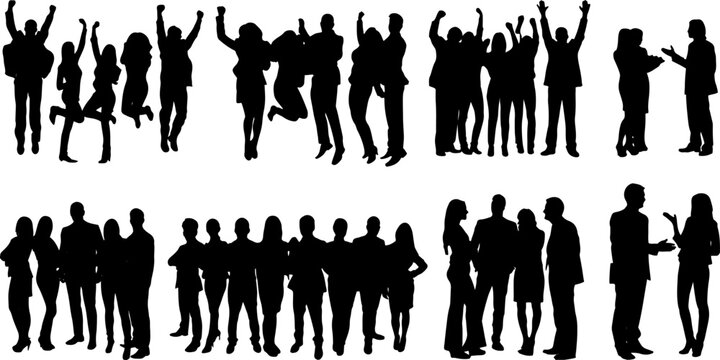 "Vector Silhouette Set of People in Group: Perfect for Your Next Design Project"
"Expressive Silhouettes of People in Group: Ideal for Graphic Designers"