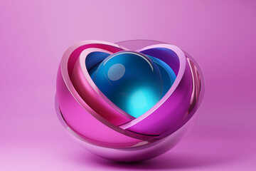 Abstract dynamic shape,  balls.  3D illustration and rendering. Elegant line background.