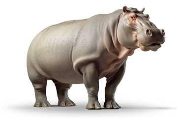 Majestic hippopotamus isolated on white background. Photorealistic generative art.